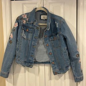Denim Jacket, Embroidered Floral Jean Jacket